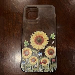 Unov iPhone 12/12 Pro Case. Clear with a Beautiful Sunflower Design.